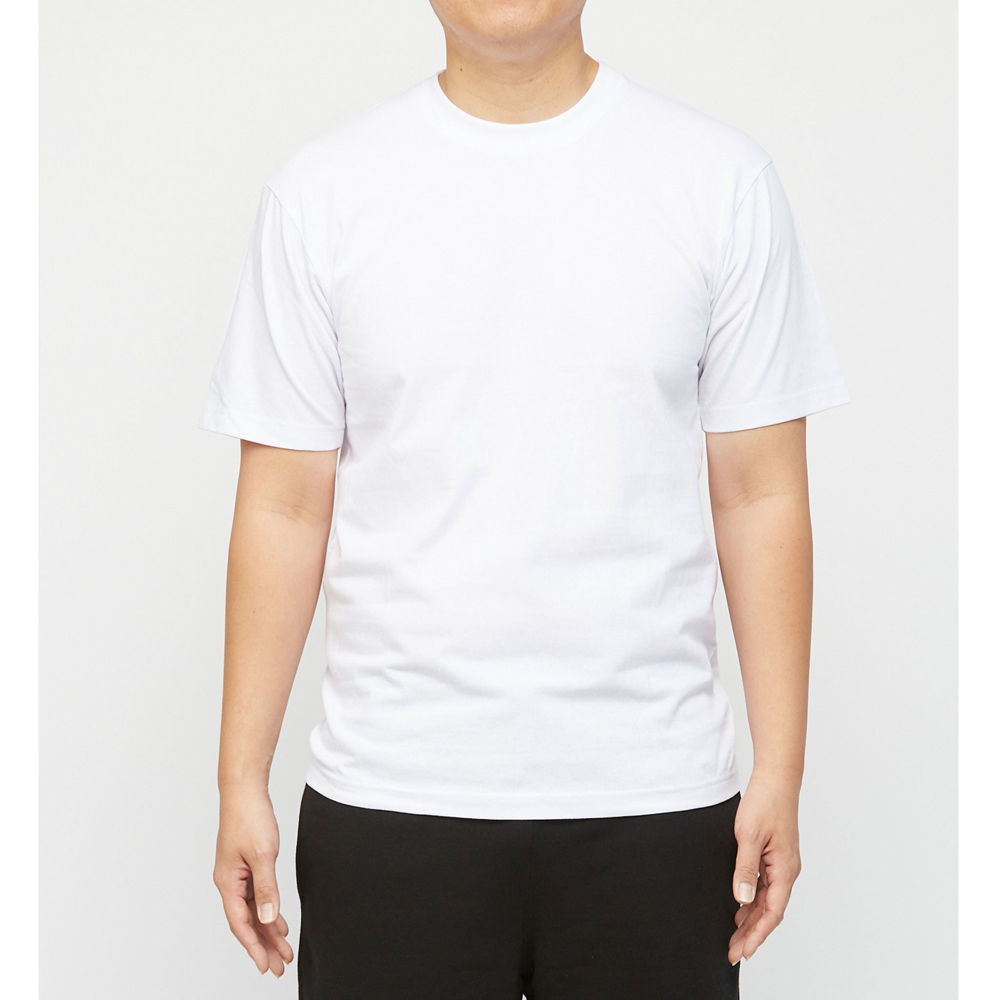 GWM Men's Heavyweight Cotton Short Sleeve Crew Neck White T-Shirt