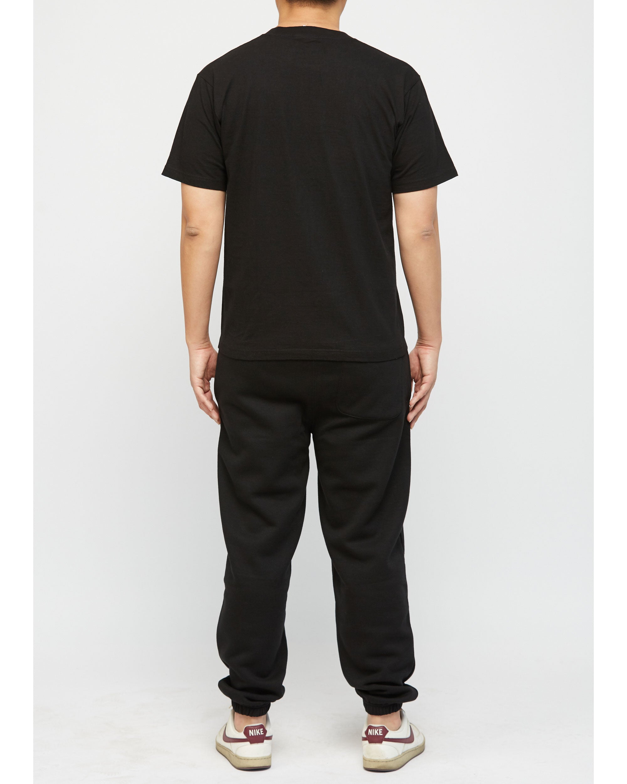 GWM Men's Heavyweight Cotton Short Sleeve Crew Neck Black T-Shirt