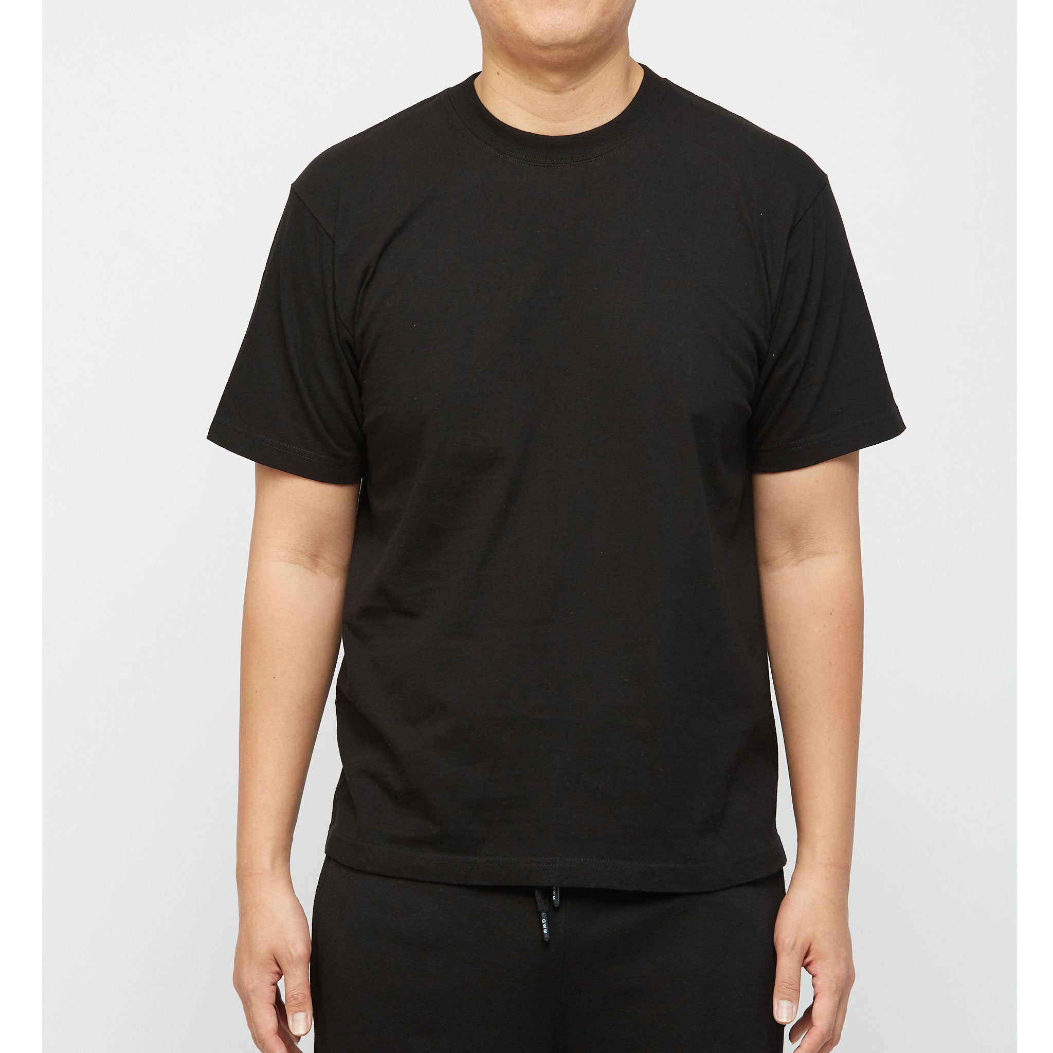 GWM Men's Heavyweight Cotton Short Sleeve Crew Neck Black T-Shirt