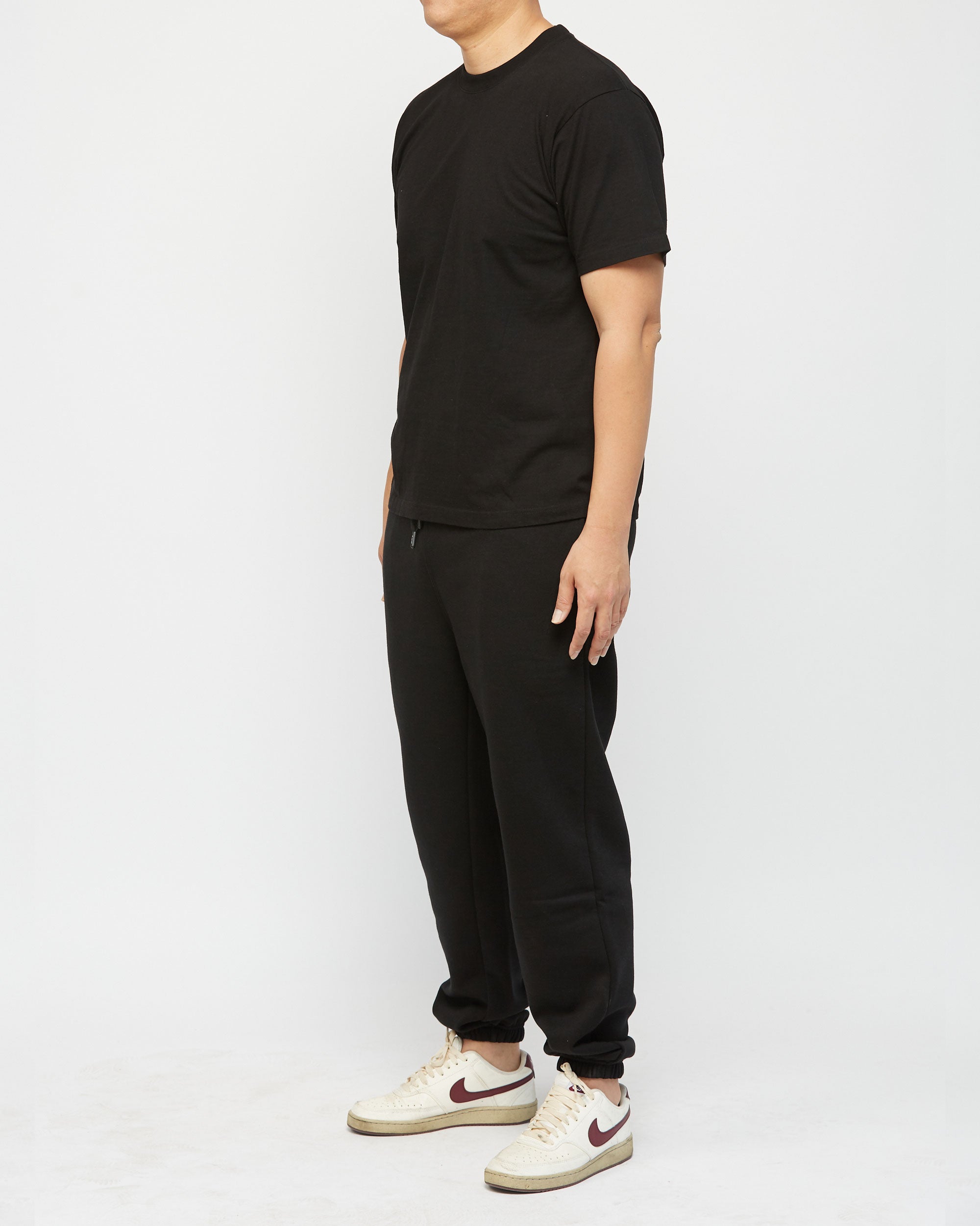 GWM Men's Heavyweight Cotton Short Sleeve Crew Neck Black T-Shirt