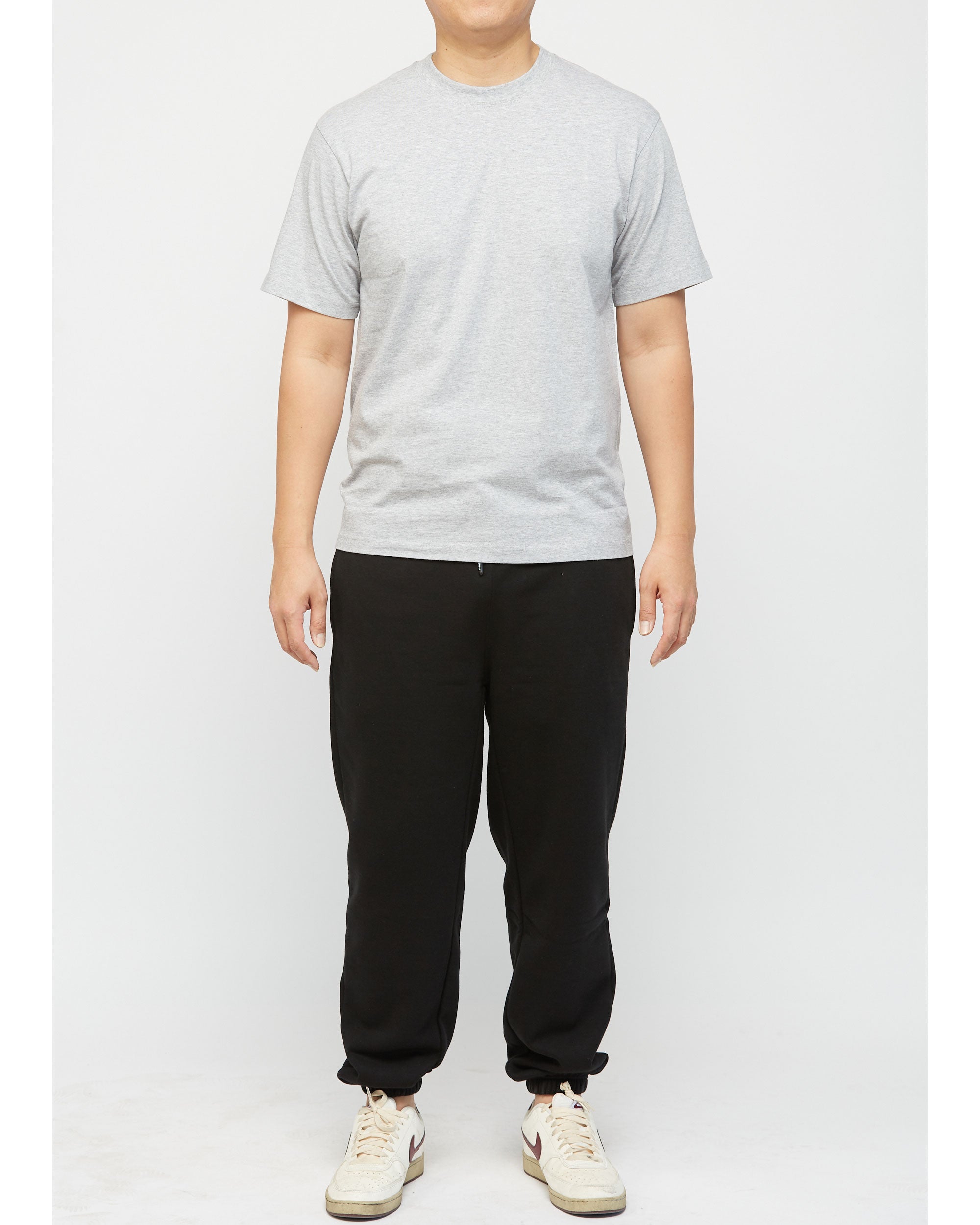 GWM Men's Heavyweight Cotton Short Sleeve Crew Neck Heather Grey T-Shirt