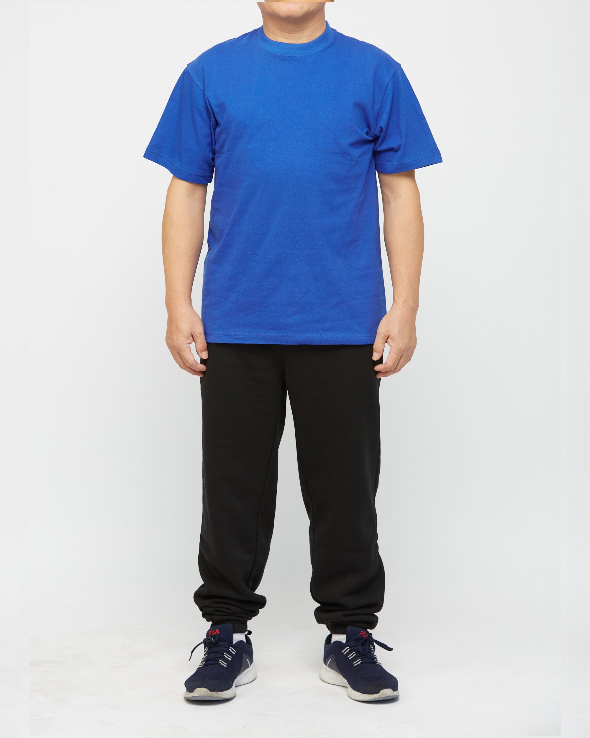 Men's Heavyweight Cotton Short Sleeve Crew Neck Royal Blue T-Shirt