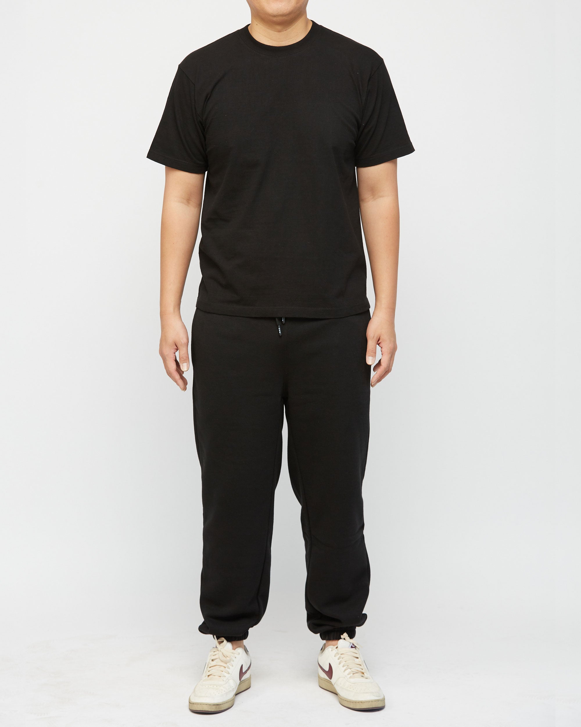 GWM Men's Heavyweight Cotton Short Sleeve Crew Neck Black T-Shirt