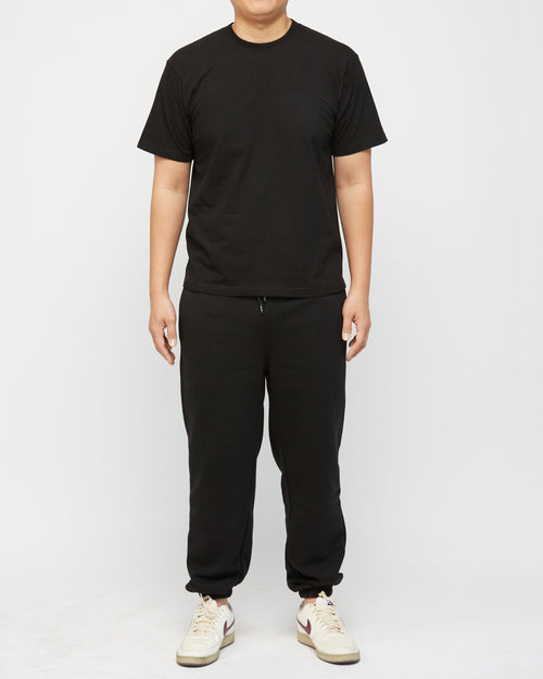 GWM Men's Heavyweight Cotton Short Sleeve Crew Neck Black T-Shirt