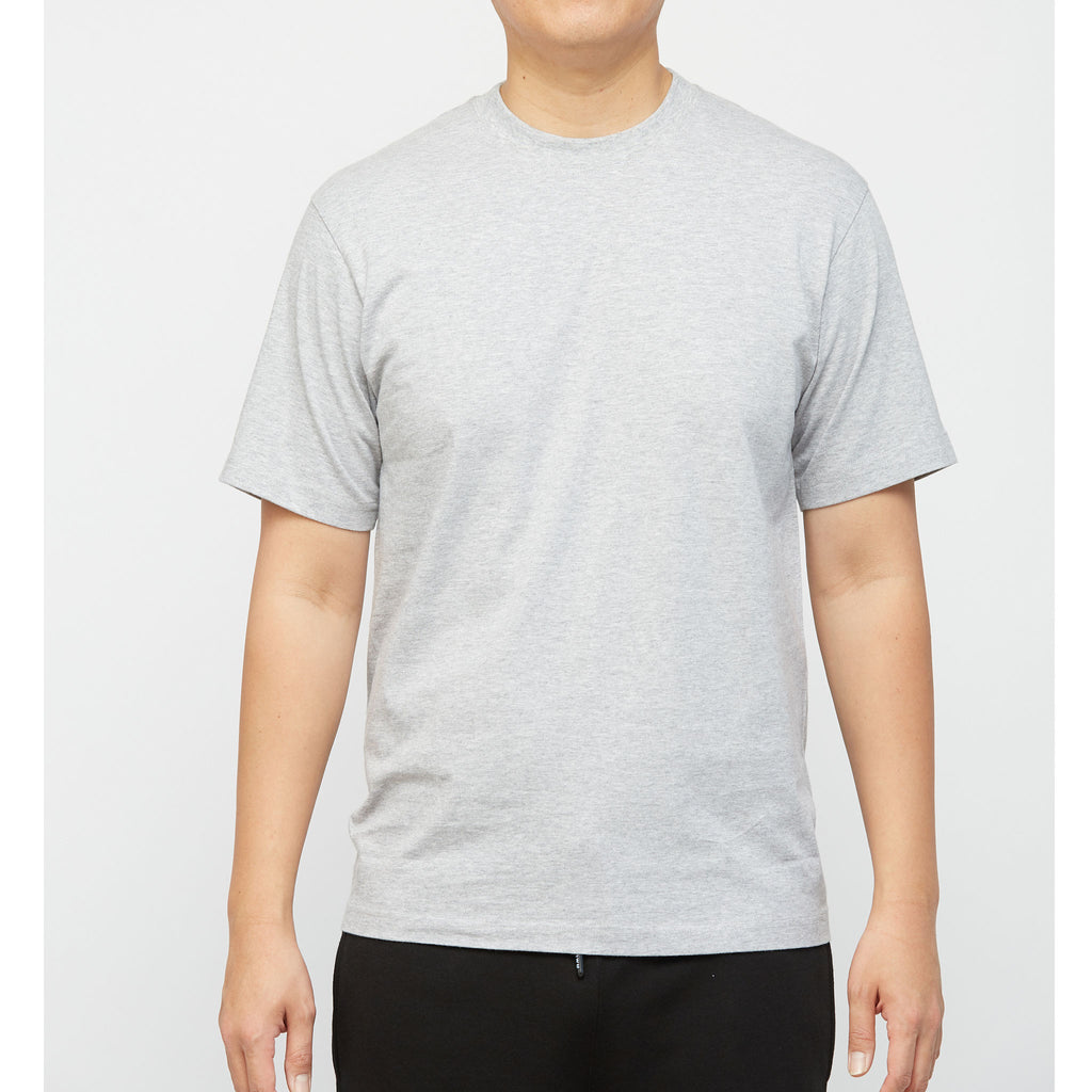 GWM Men's Heavyweight Cotton Short Sleeve Crew Neck Heather Grey T-Shirt