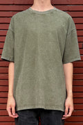 GWM Boxy Mid weight vintage Acid wash Olive T shirts